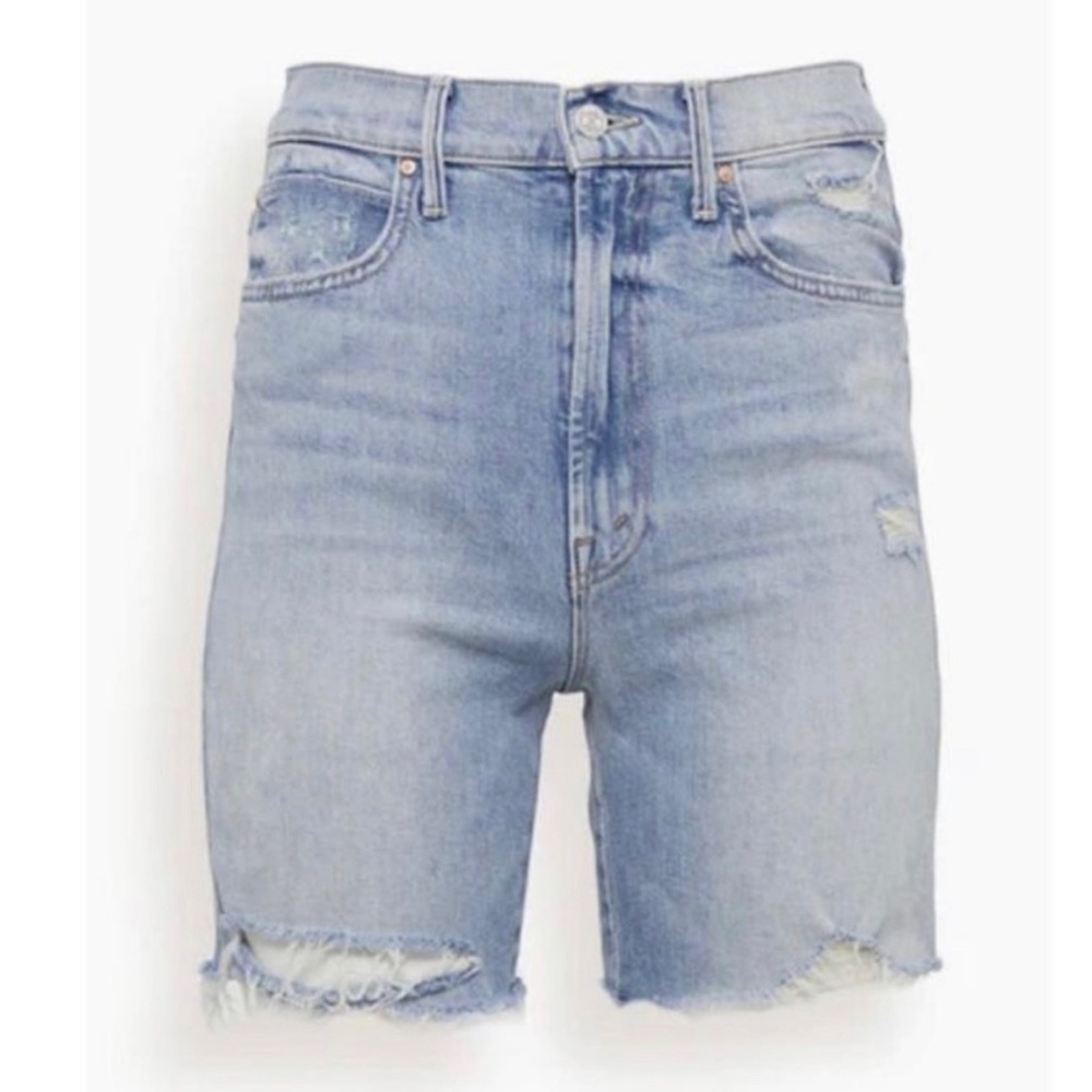 MOTHER Superior High Waisted Smokin' Short Fray Denim In Resting Beach Face